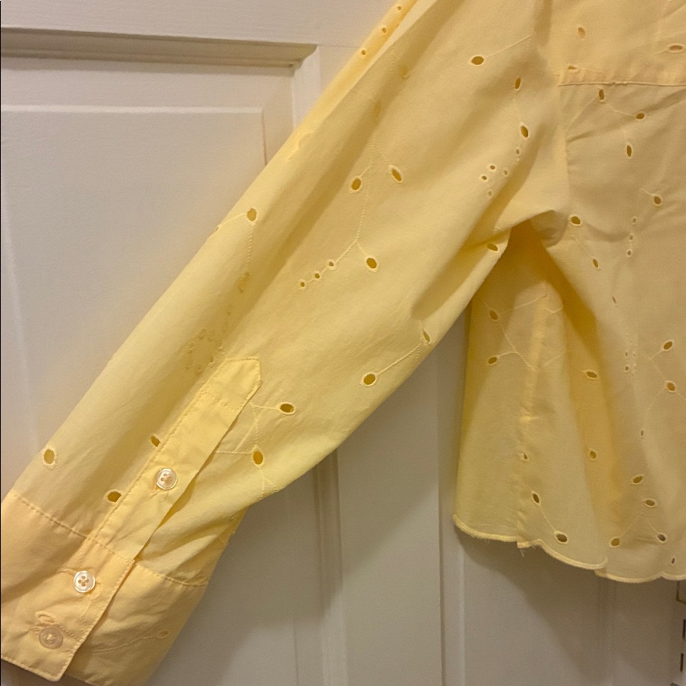 Yellow Eyelet Button-Up Blouse - Picture 4 of 6